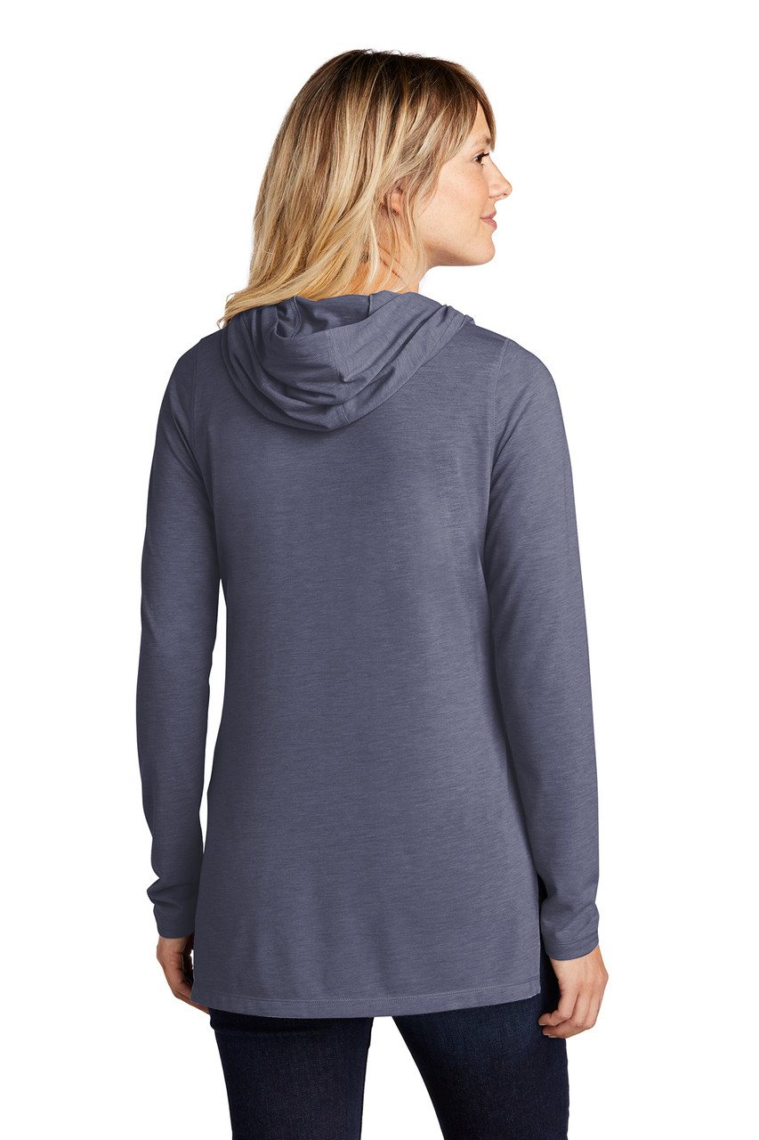 Sport-Tek ® Ladies PosiCharge ® Tri-Blend Wicking Long Sleeve Hoodie LST406 True Navy Heather Back