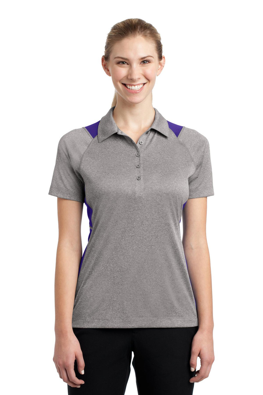 Sport-Tek® Ladies Heather Colorblock Contender™ Polo. LST665 Vintage Heather/ Purple XS