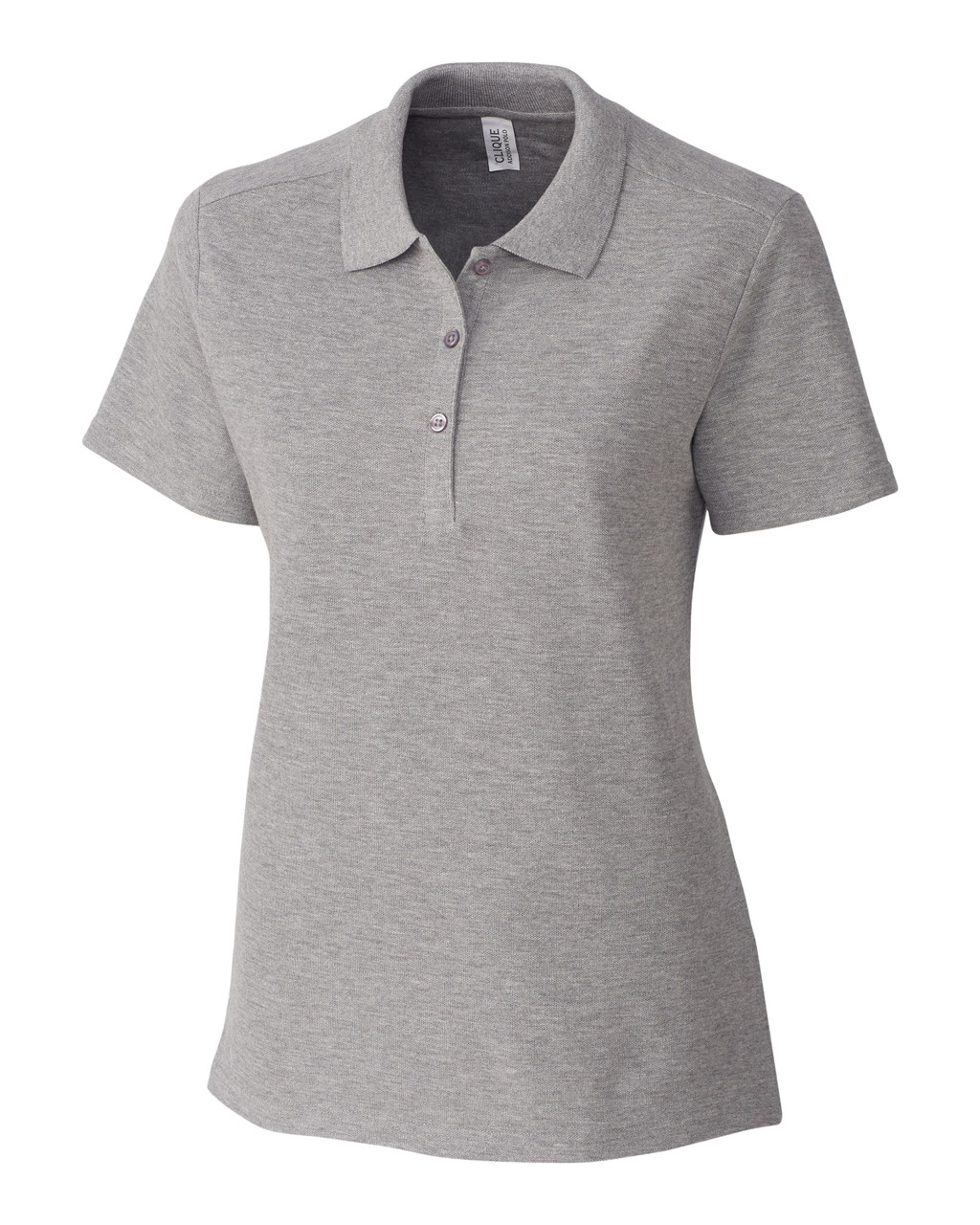 Clique Addison All Cotton Pique Short Sleeve Womens Polo LQK00069 Grey Melange