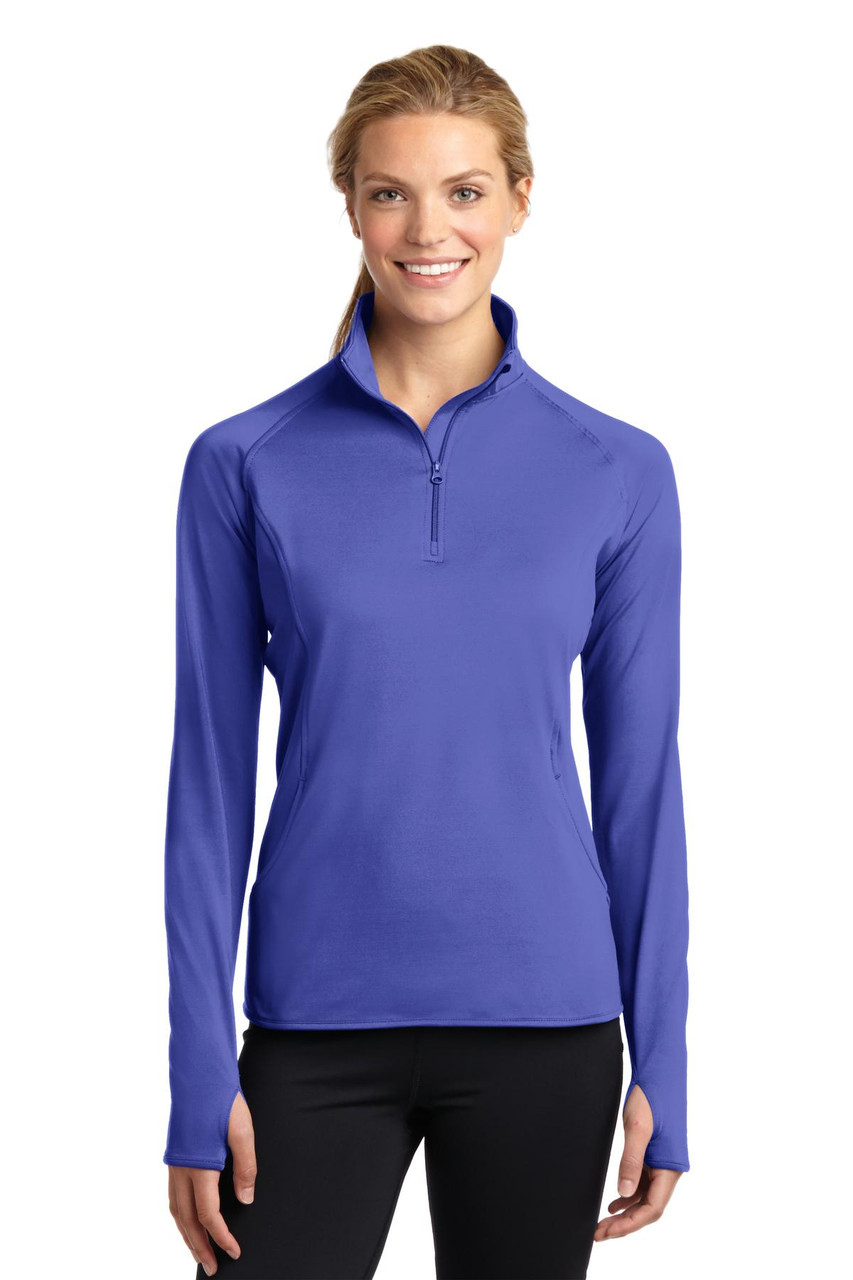 Sport-Tek® Women's Sport-Wick® Stretch 1/4-Zip Pullover. LST850 Iris Purple