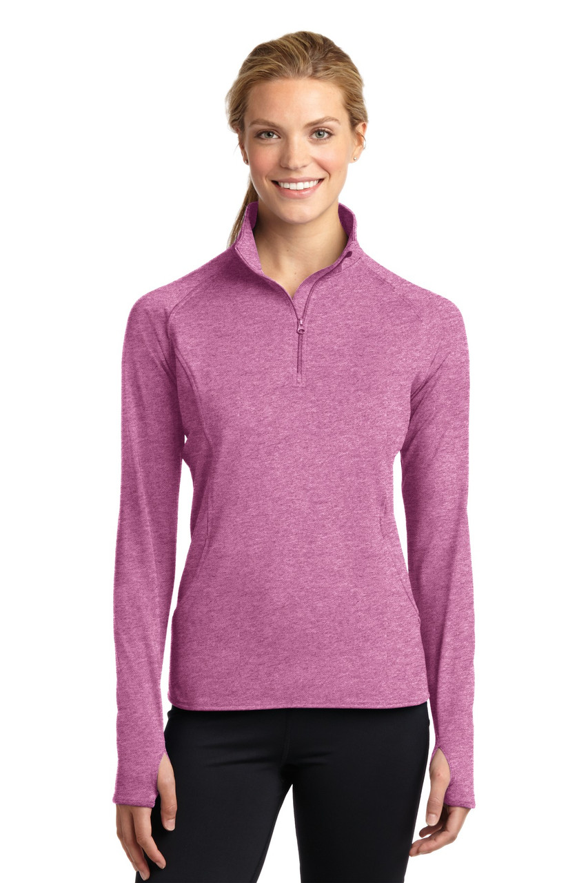 Sport-Tek® Women's Sport-Wick® Stretch 1/4-Zip Pullover. LST850 Pink Rush Heather