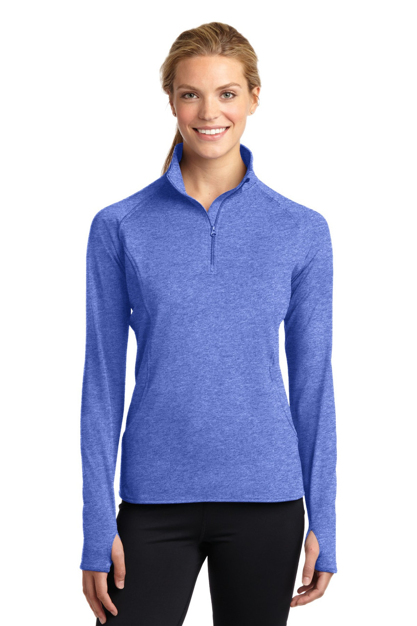 Sport-Tek® Women's Sport-Wick® Stretch 1/4-Zip Pullover. LST850 True Royal Heather