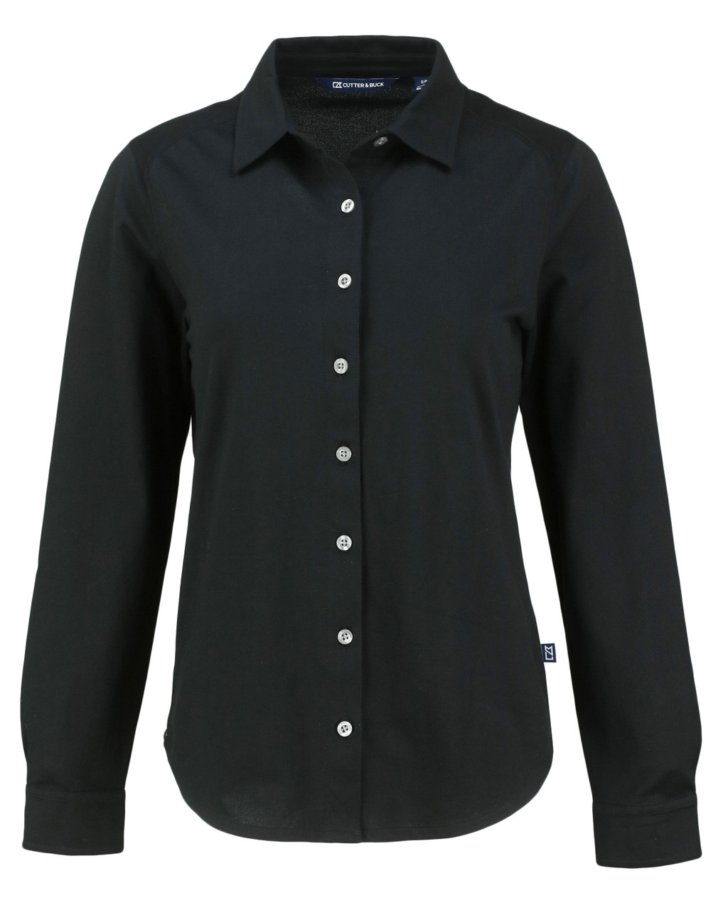 Cutter & Buck Advantage Tri-Blend Eco Soft Pique Long Sleeve Knitted Womens Button Up LCK00188 Black