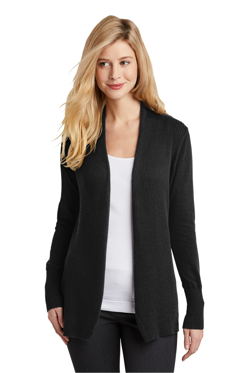 Port Authority® Ladies Open Front Cardigan Sweater. LSW289 Black