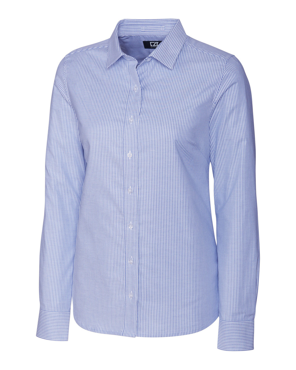 Cutter & Buck Stretch Oxford Stripe Womens Long Sleeve Dress Shirt LCW00004 French Blue