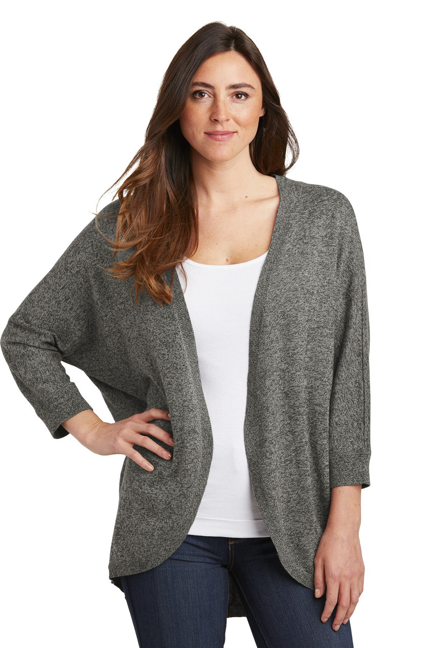 Port Authority ® Ladies Marled Cocoon Sweater. LSW416 Warm Grey Marl