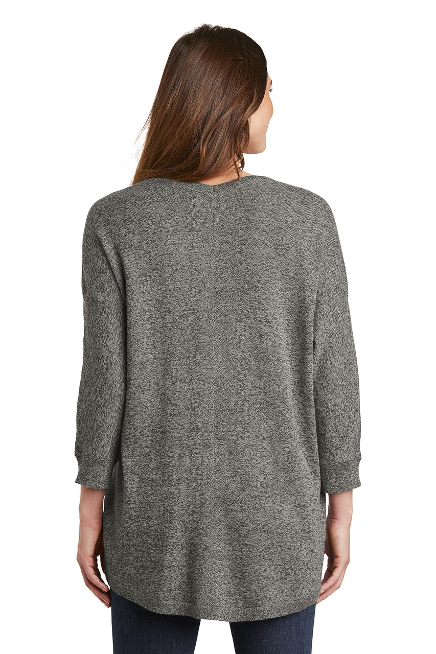 Port Authority ® Ladies Marled Cocoon Sweater. LSW416 Warm Grey Marl Back