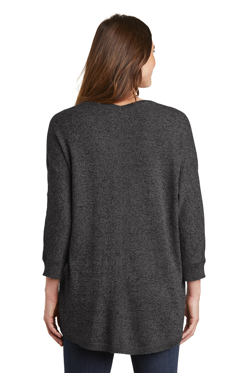 Port Authority ® Ladies Marled Cocoon Sweater. LSW416 Black Marl Back