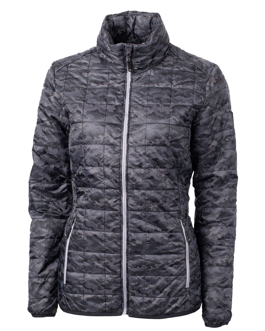 Cutter & Buck Rainier PrimaLoft® Womens Eco Insulated Full Zip Printed Puffer Jacket LCO00053 Black