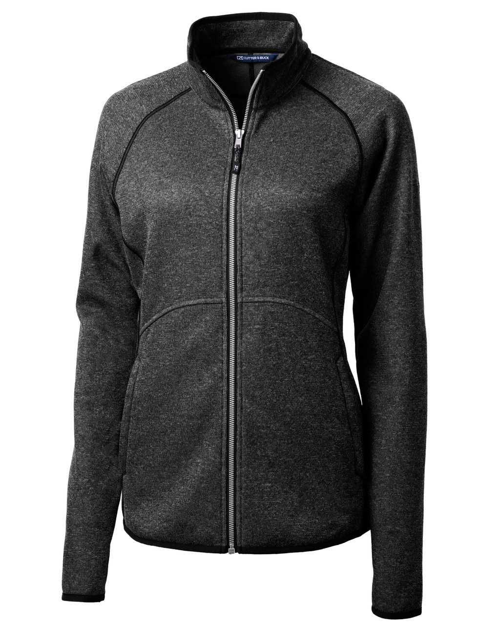 Cutter & Buck Mainsail Sweater-Knit Womens Full Zip Jacket LCO00059 Charcoal Heather
