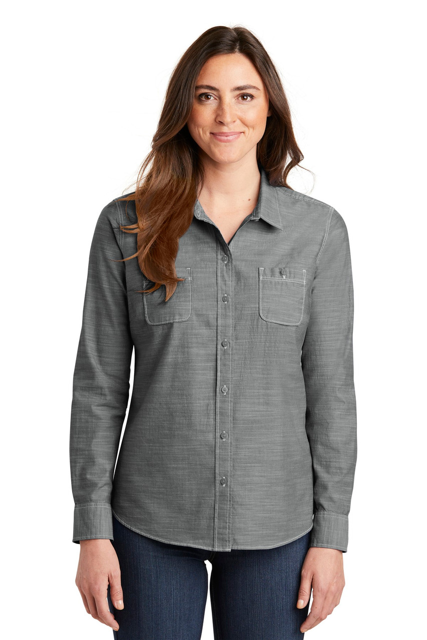 Port Authority® Ladies Slub Chambray Shirt. LW380 Grey
