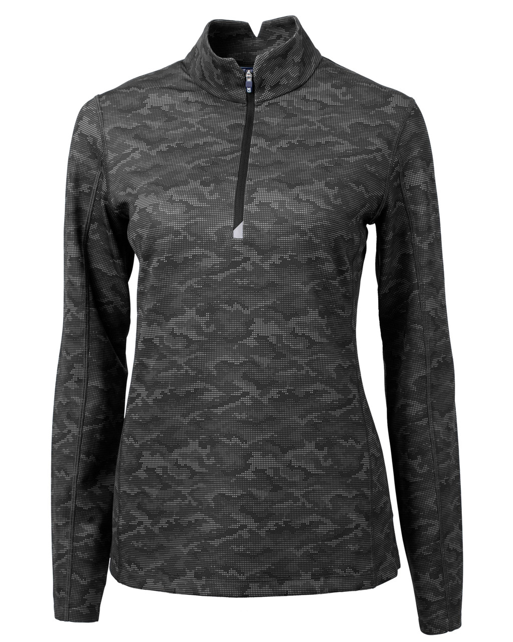 Cutter & Buck Traverse Stretch Eco Camo Print Quarter Zip Womens Pullover LCK00155 Black