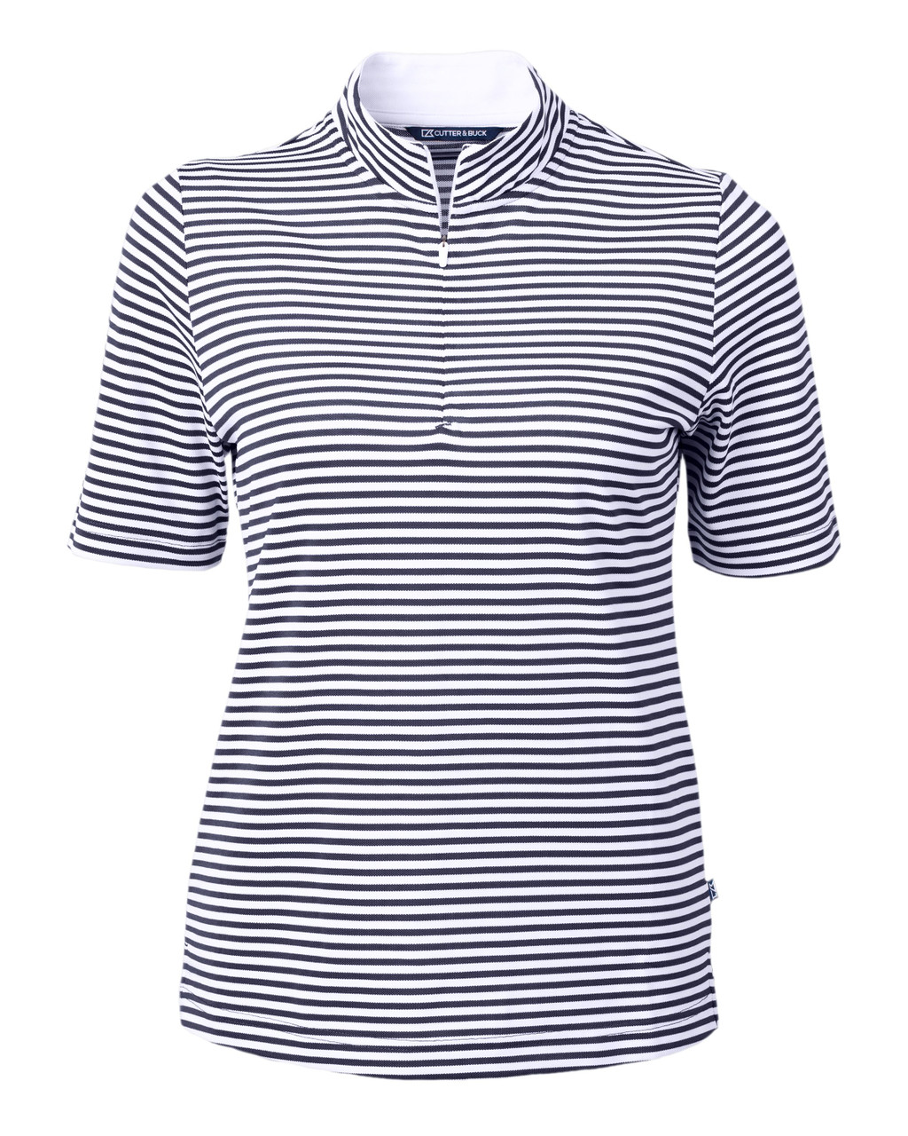 Cutter & Buck Virtue Eco Pique Stripe Recycled Womens Top LCK00157 Navy Blue