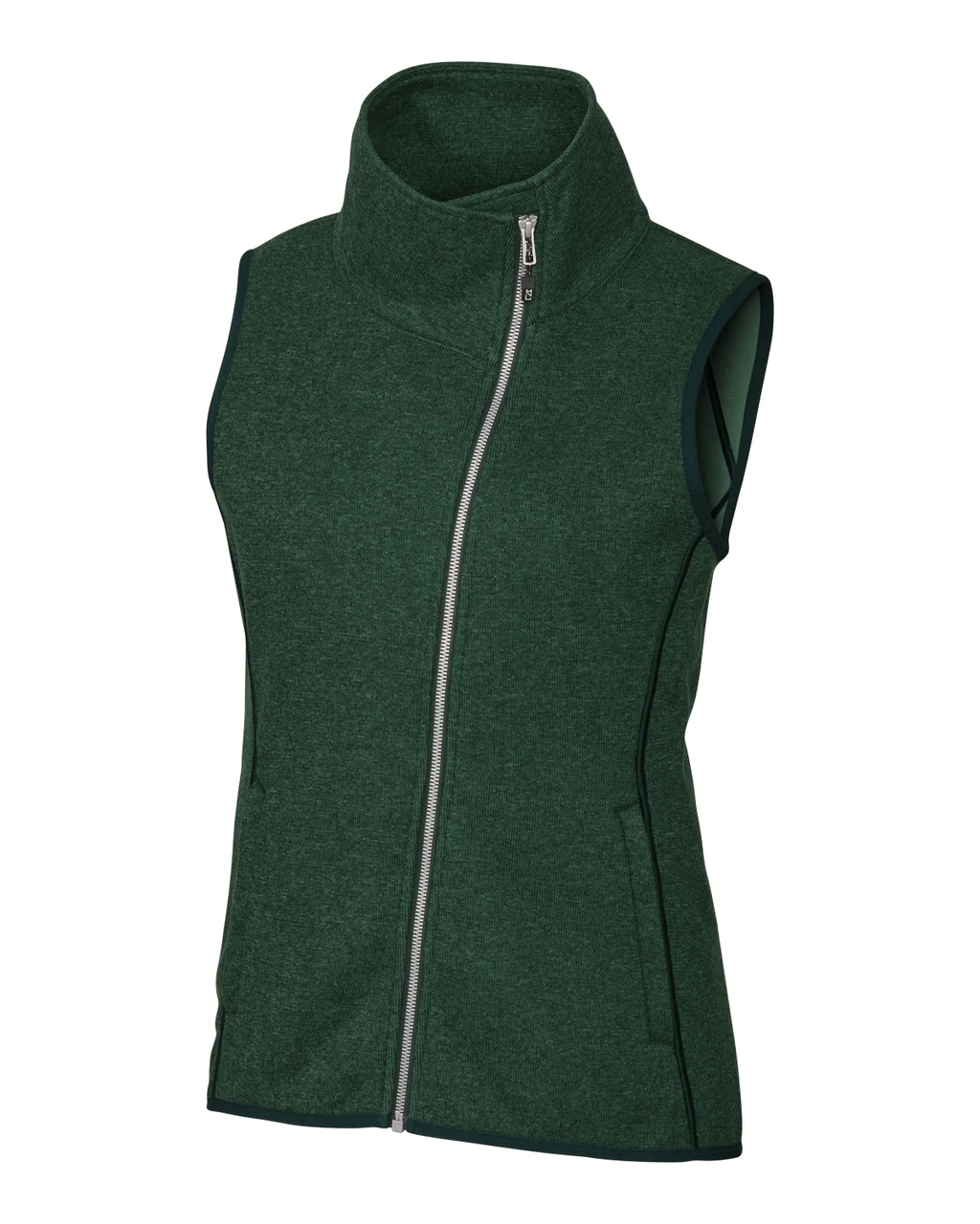 Cutter & Buck Mainsail Sweater Knit Womens Asymmetrical Vest LCO00034 Hunter Heather
