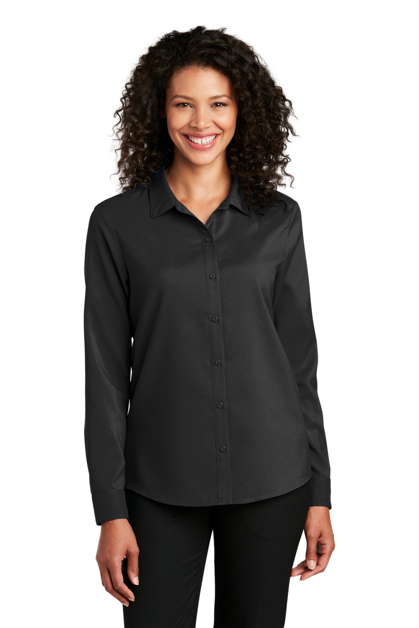Port Authority ® Ladies Long Sleeve Performance Staff Shirt LW401 Black