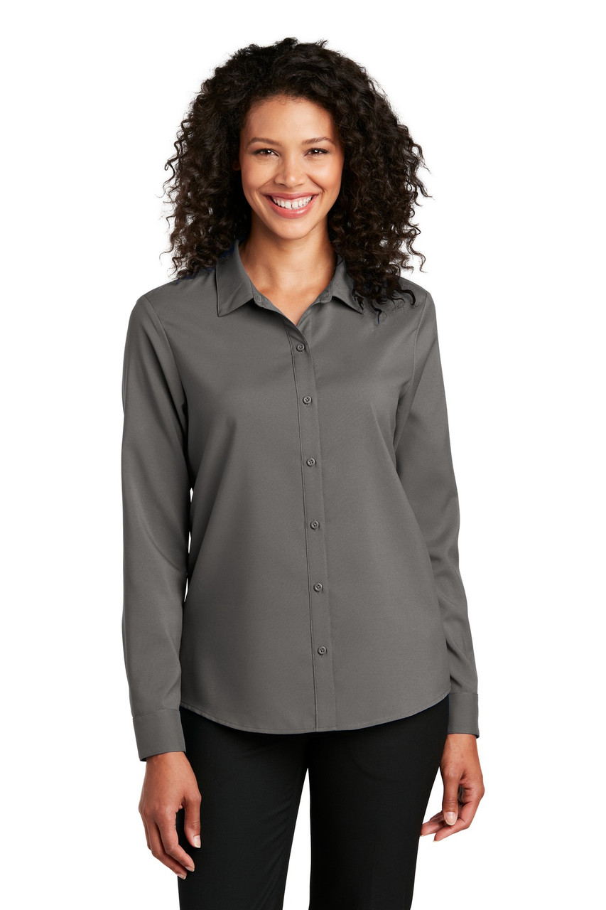 Port Authority ® Ladies Long Sleeve Performance Staff Shirt LW401 Graphite