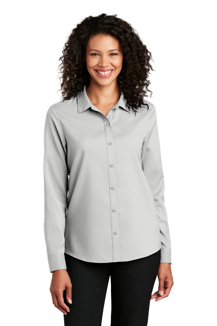 Port Authority ® Ladies Long Sleeve Performance Staff Shirt LW401 Silver