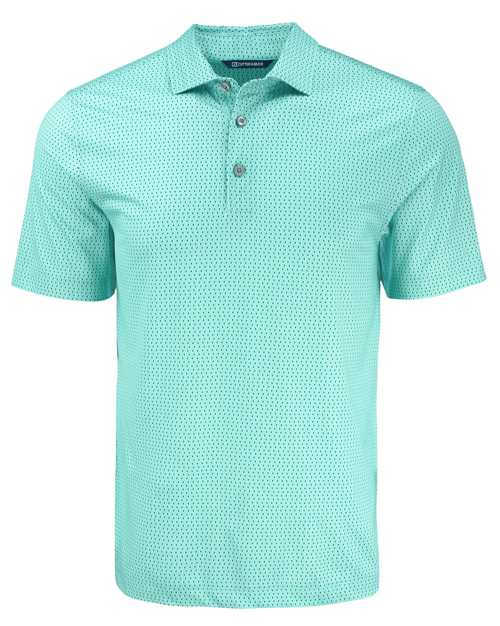 Cutter & Buck Pike Eco Shadow Check Print Recycled Mens Polo MCK01342 Fresh Mint