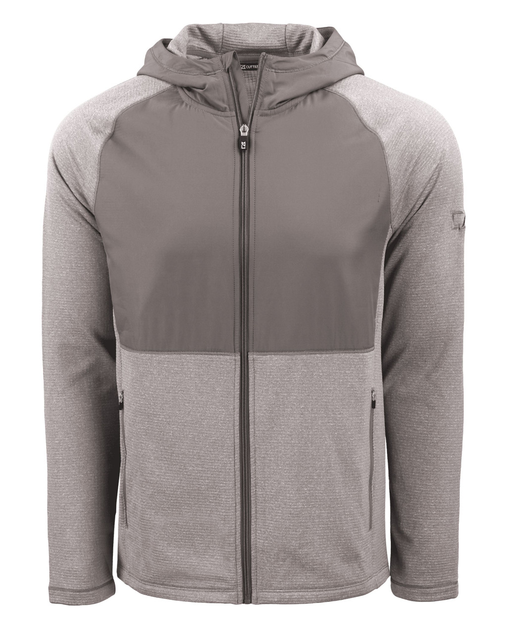 Cutter & Buck Peshastin Fleece Recycled Mens Hybrid Jacket MCK01334 Elemental Grey Heather