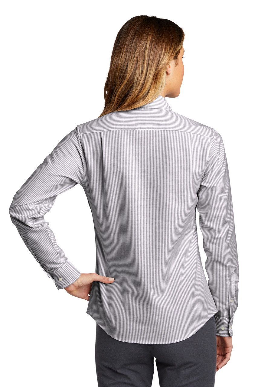 Port Authority ® Ladies SuperPro ™ Oxford Stripe Shirt. LW657 Black/ White Back