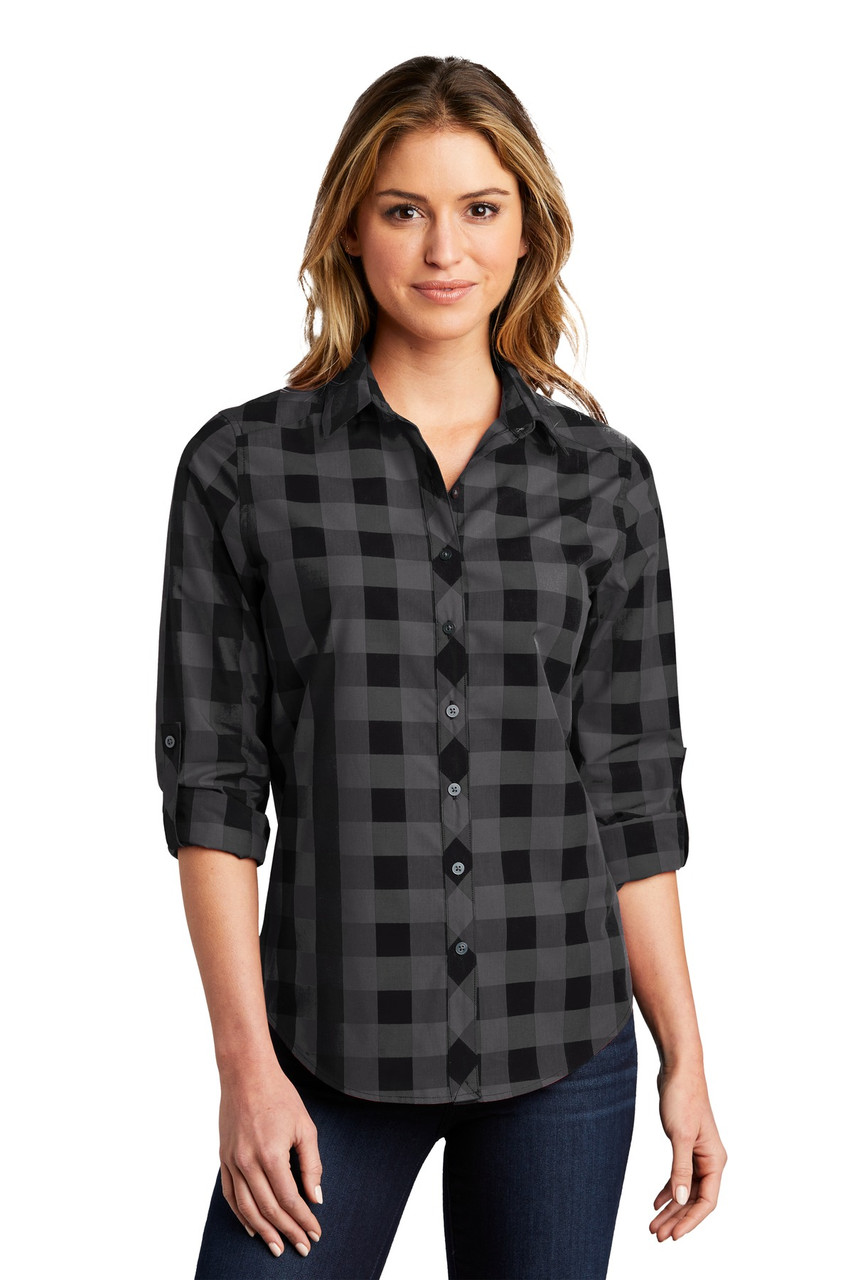 Port Authority ® Ladies Everyday Plaid Shirt. LW670 Black