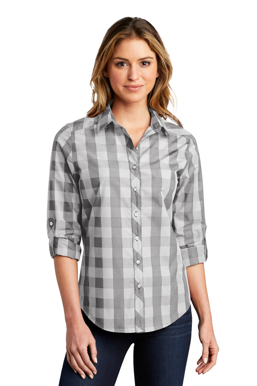Port Authority ® Ladies Everyday Plaid Shirt. LW670 Shadow Grey