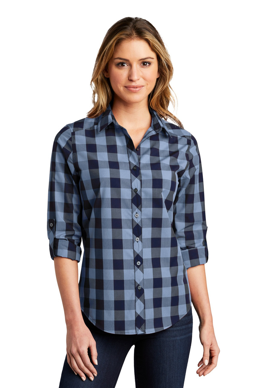 Port Authority ® Ladies Everyday Plaid Shirt. LW670 True Navy