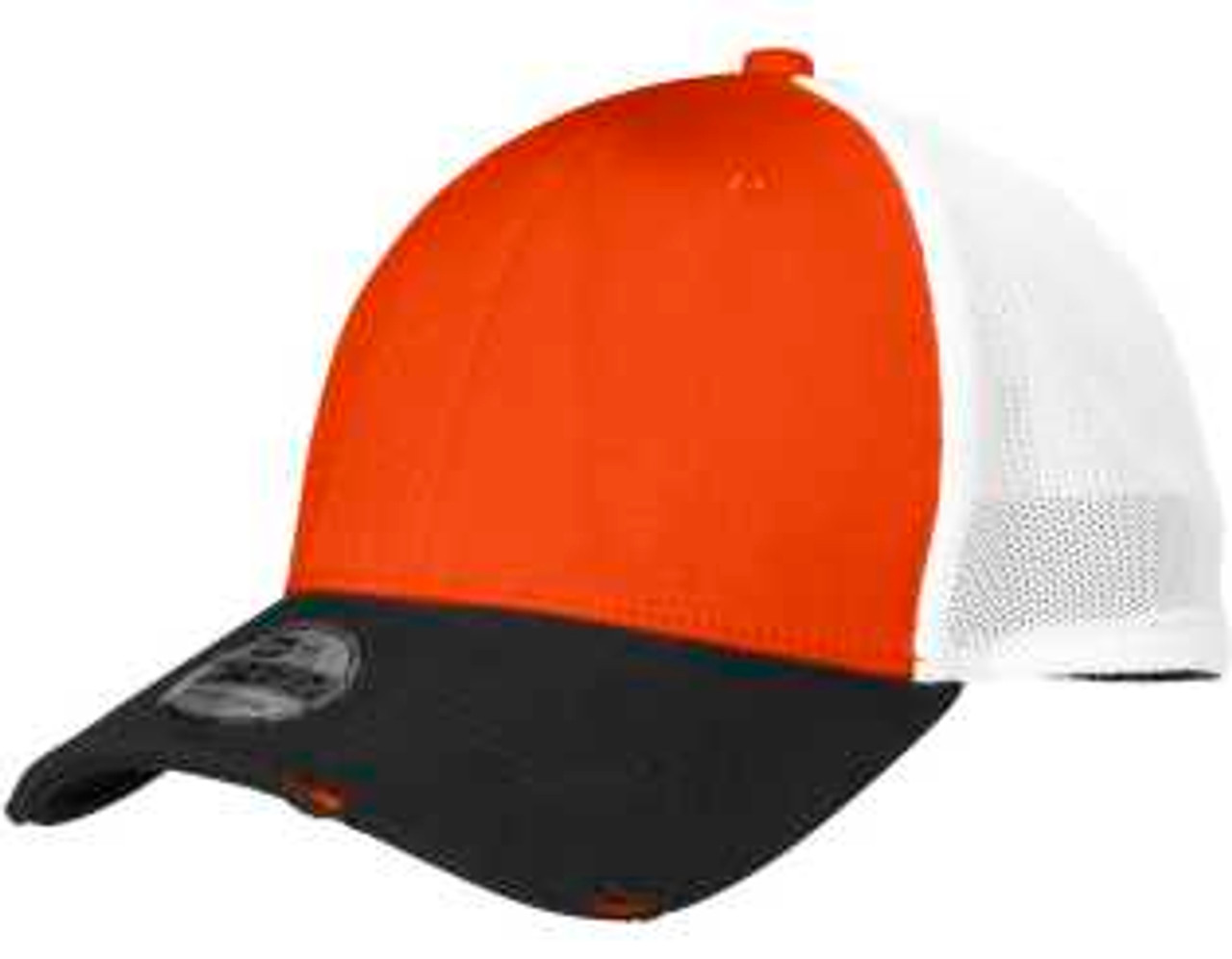 New Era® Vintage Mesh Cap. NE1080 Black/ Deep Orange/ White