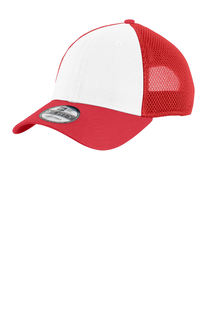 New Era® Snapback Contrast Front Mesh Cap. NE204 White/ Scarlet Red