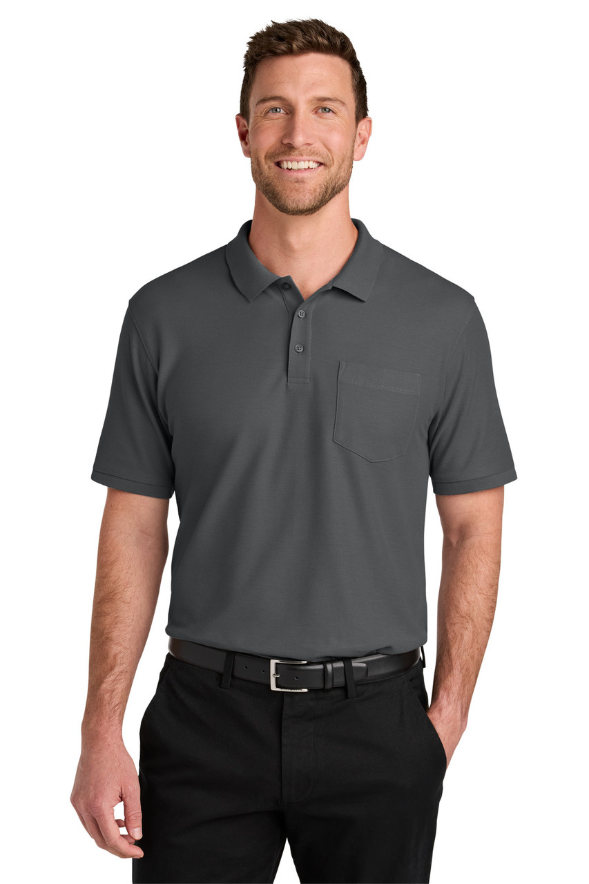 Port Authority® Tall Wearever Signature Pique Pocket Polo TLK200P Storm Grey
