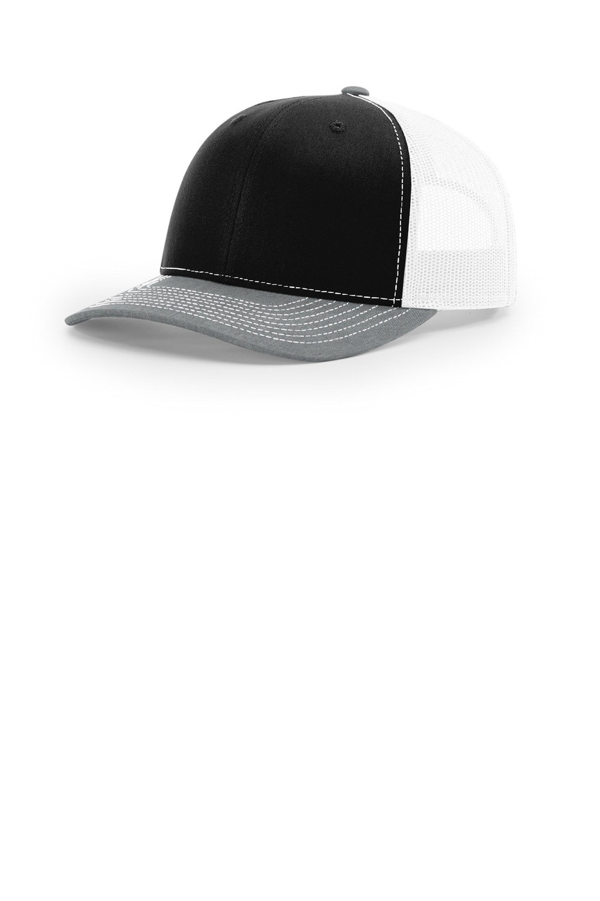 Richardson Trucker Cap 112 Black/ White/ Heather Grey