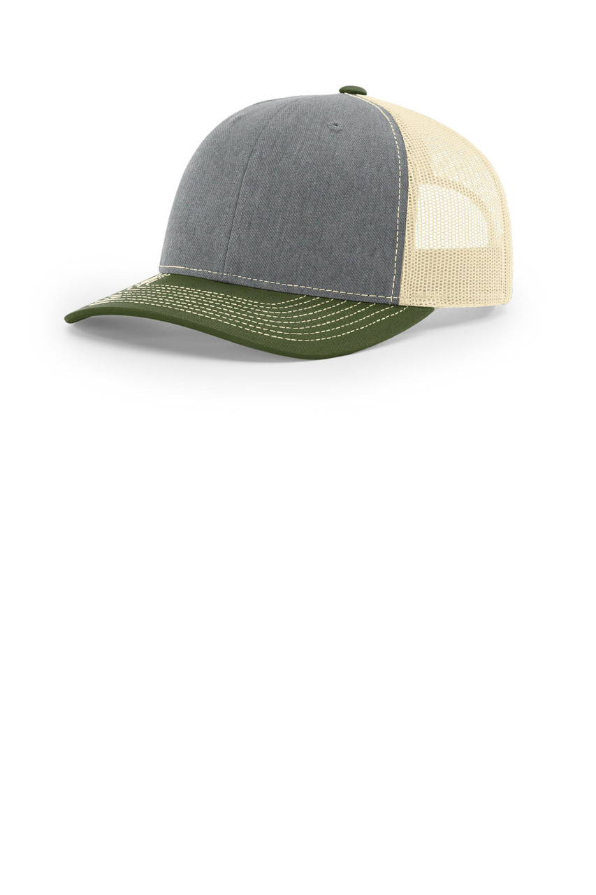 Richardson Trucker Cap 112 Heather Grey/ Birch/ Army Olive