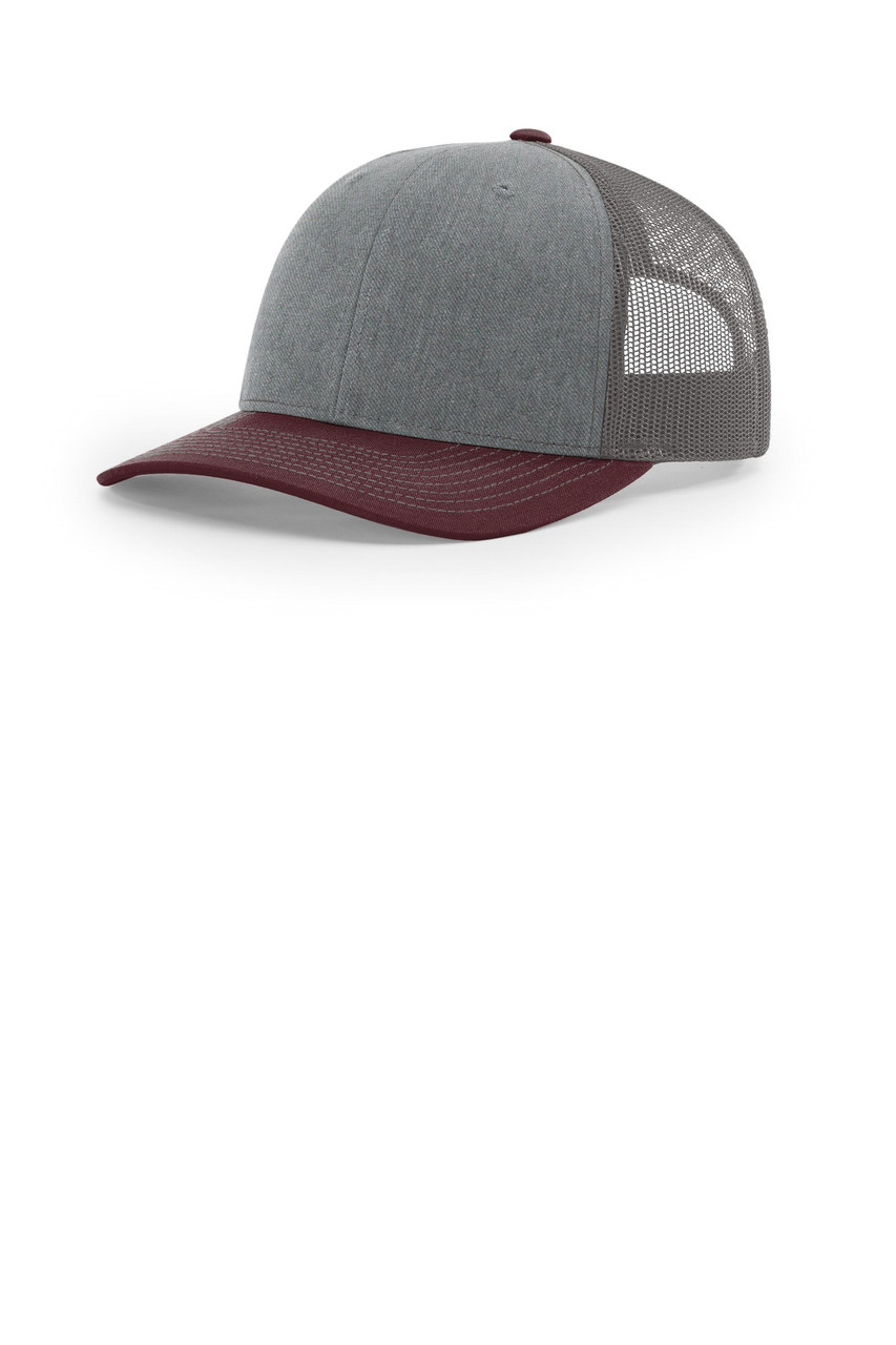 Richardson Trucker Cap 112 Heather Grey/ Charcoal/ Maroon