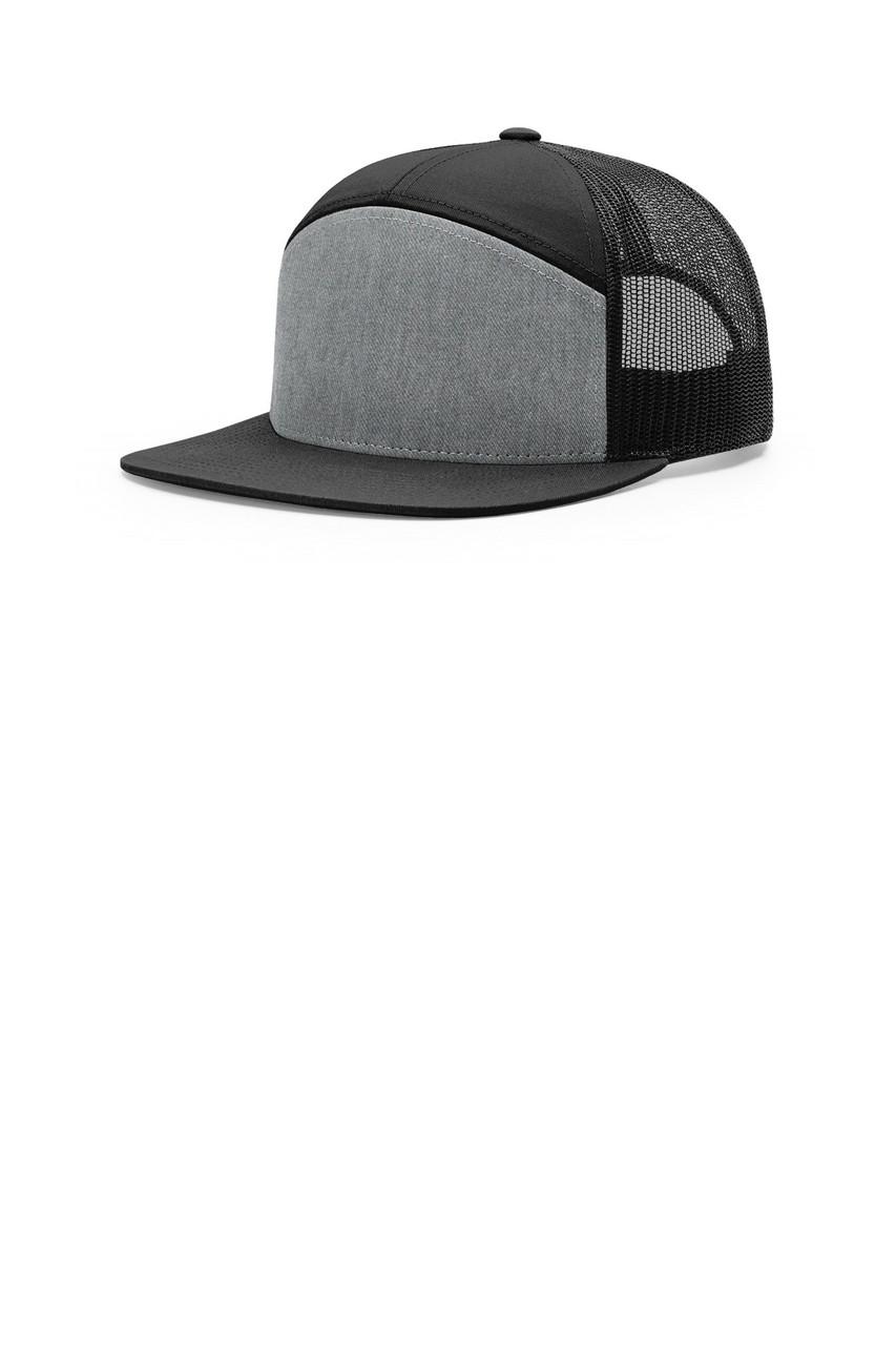 Richardson 7-Panel Trucker 168 Heather Grey/ Black/ Black