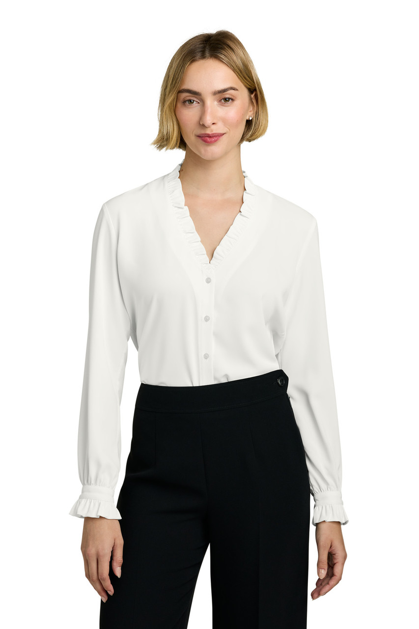Brooks Brothers® Women's Long Sleeve Ruffle Collar Blouse BB18011 Off White
