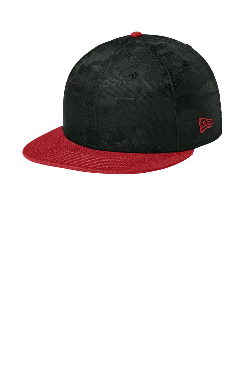 New Era ® Camo Flat Bill Snapback Cap NE407 Flag Scarlet/ Black Camo