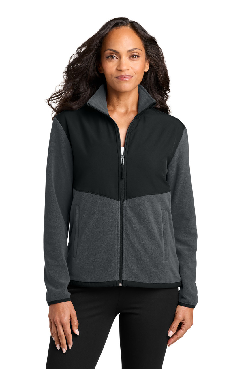 Port Authority® Women's Therma-Tek Fleece Jacket L180 Iron Grey/ Black
