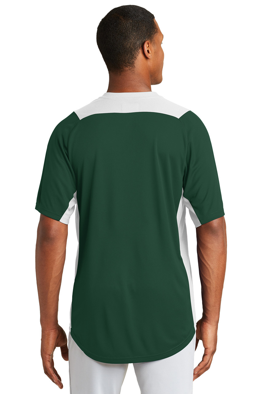 New Era ® Diamond Era 2-Button Jersey. NEA221 Dark Green/ White Back