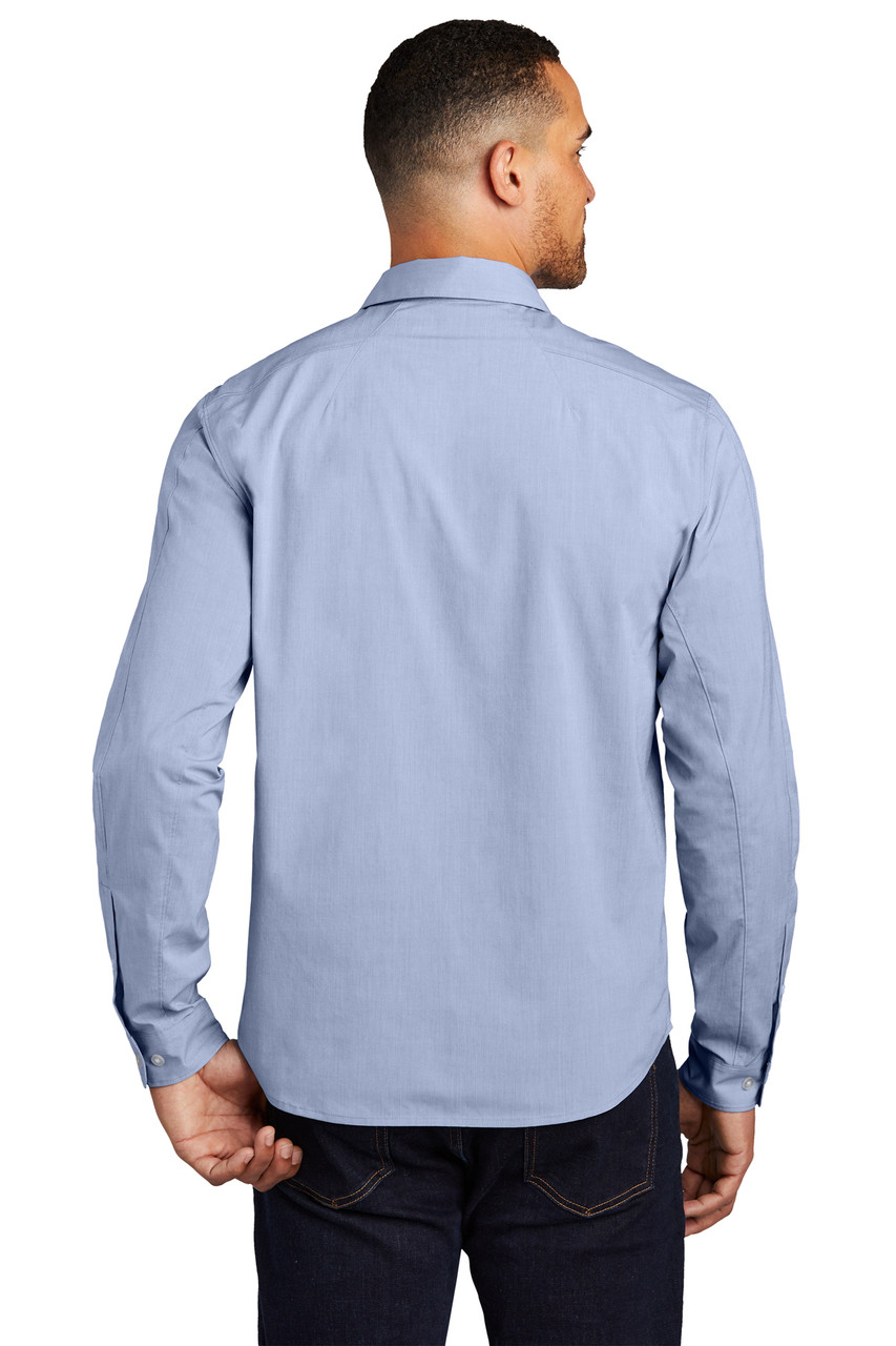 OGIO ® Commuter Woven Shirt. OG1002 Metal Blue Heather  Back