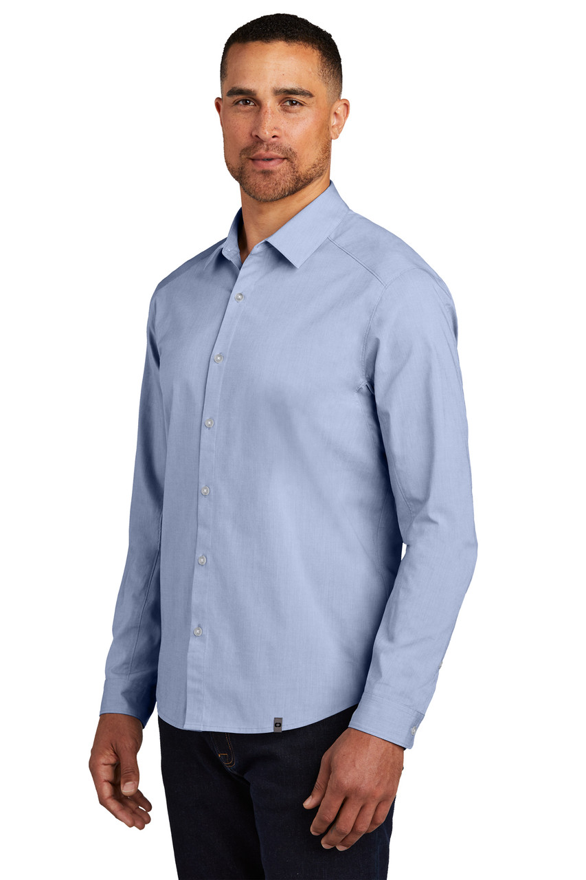 OGIO ® Commuter Woven Shirt. OG1002 Metal Blue Heather Alt