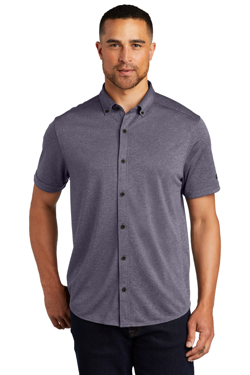 OGIO ® Gravitate Full-Button Polo. OG141 Navy Heather