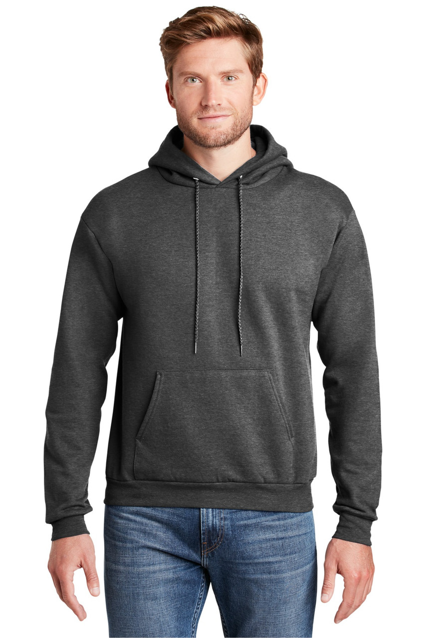 Hanes® EcoSmart® - Pullover Hooded Sweatshirt. P170 Charcoal Heather 2XL