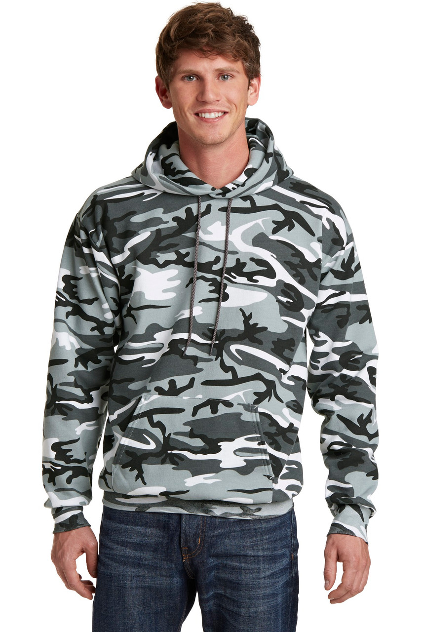 Port & Company® Core Fleece Camo Pullover Hooded Sweatshirt. PC78HC Winter Camo