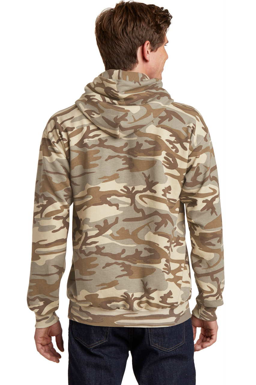 Port & Company® Core Fleece Camo Pullover Hooded Sweatshirt. PC78HC Desert Camo  Back