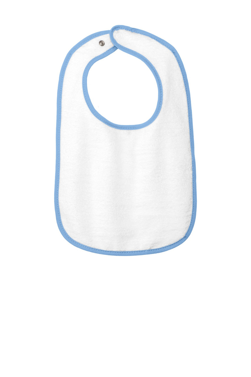 Rabbit Skins™ Infant Contrast Trim Terry Bib. RS1003 Light Blue