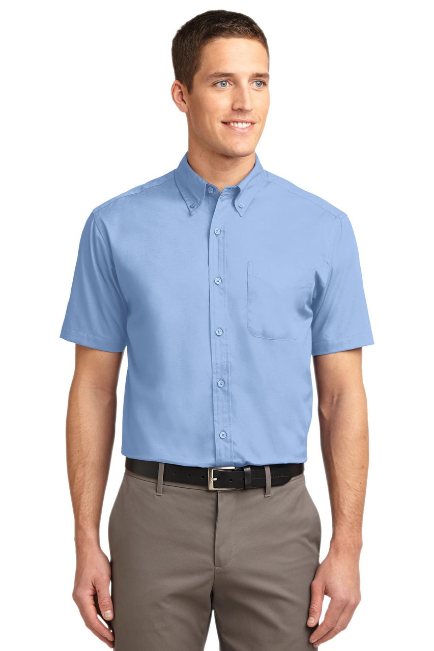 Port Authority® Short Sleeve Easy Care Shirt.  S508 Light Blue/ Light Stone