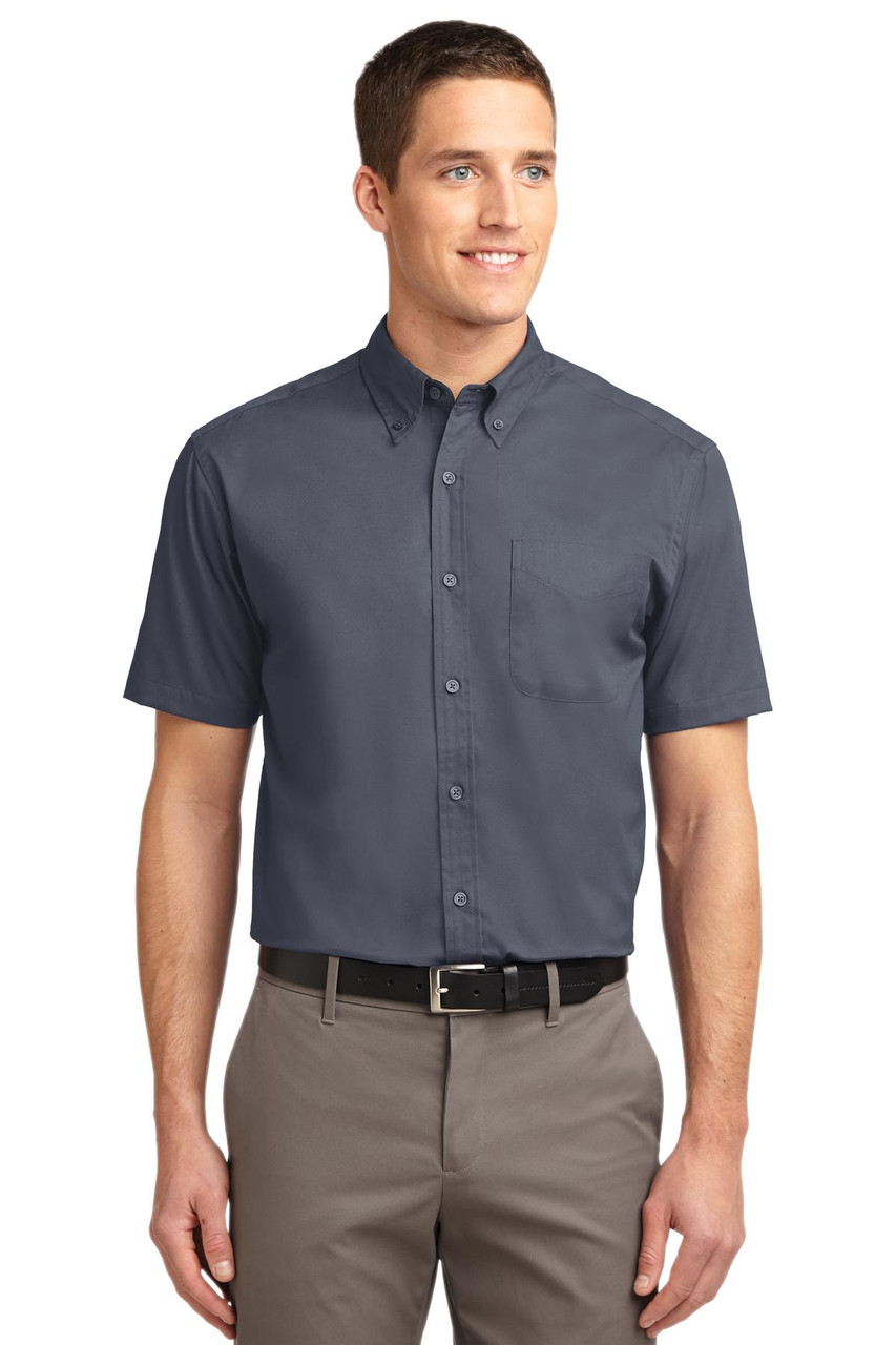 Port Authority® Short Sleeve Easy Care Shirt.  S508 Steel Grey/ Light Stone