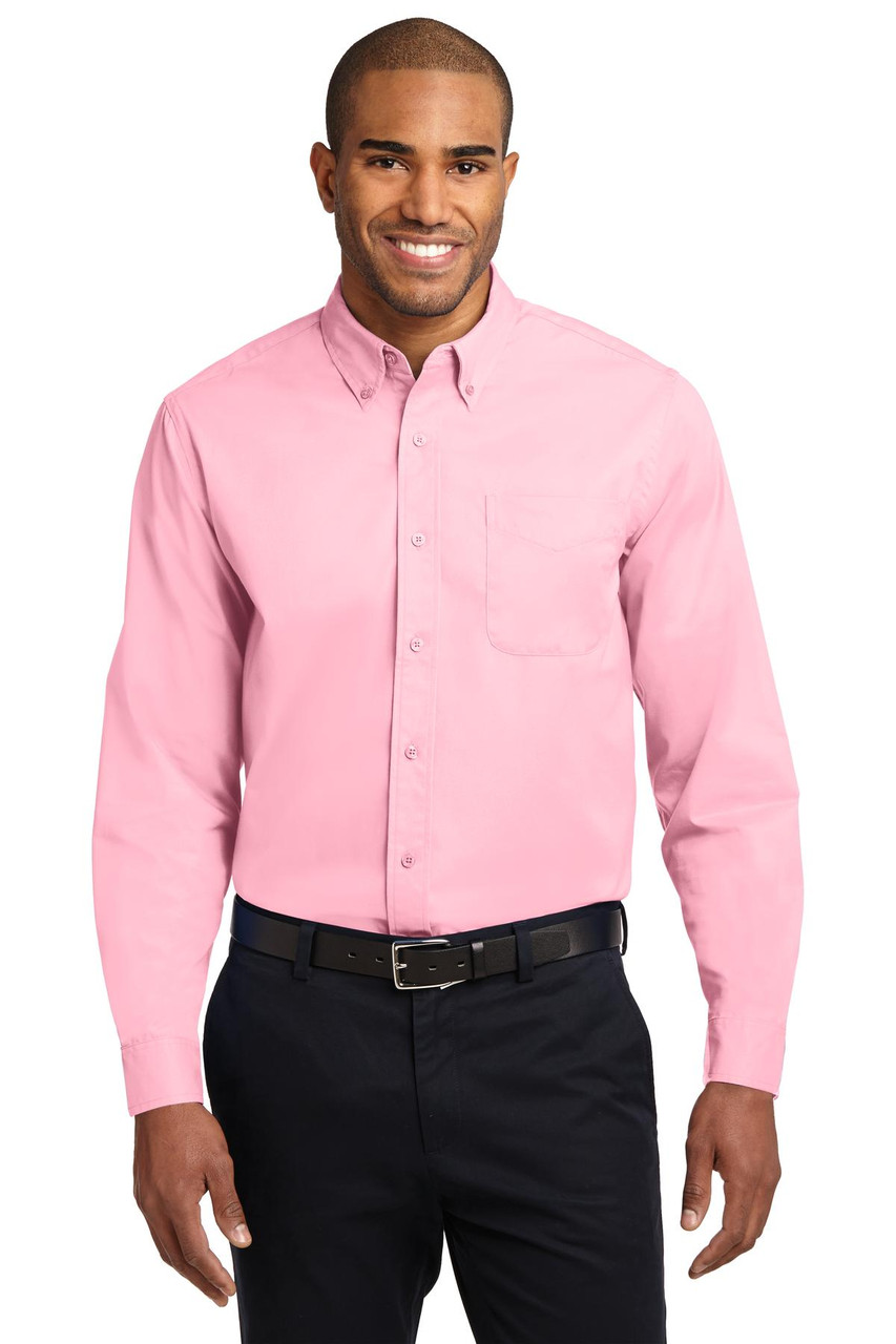 Port Authority® Extended Size Long Sleeve Easy Care Shirt. S608ES Light Pink