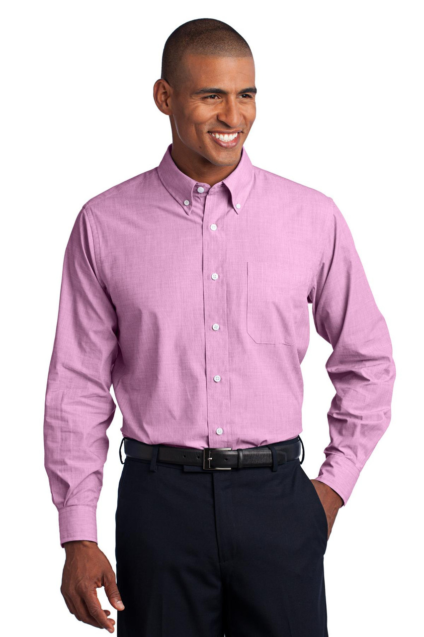 Port Authority® Crosshatch Easy Care Shirt. S640 Pink Orchid