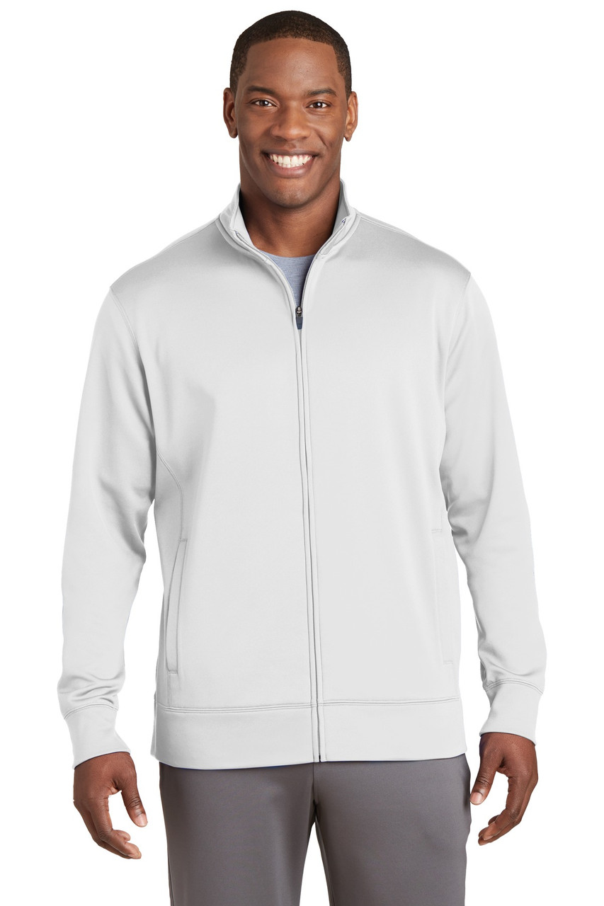 Sport-Tek® Sport-Wick® Fleece Full-Zip Jacket.  ST241 White